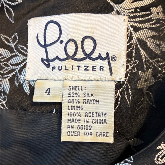 Vintage Lilly Pulitzer Black and Silver Floral Mini Dress 90s - Picture 2 of 4